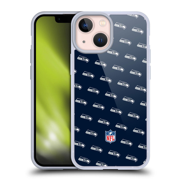 NFL Seattle Seahawks Artwork Patterns Soft Gel Case for Apple iPhone 13 Mini
