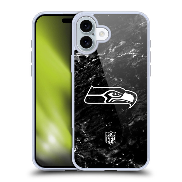 NFL Seattle Seahawks Artwork Marble Soft Gel Case for Apple iPhone 16 Plus