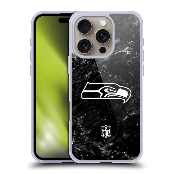 NFL Seattle Seahawks Artwork Marble Soft Gel Case for Apple iPhone 16 Pro