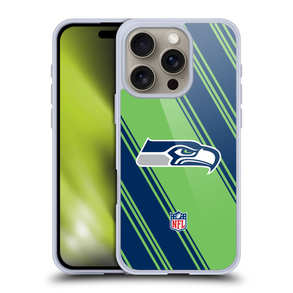 NFL Seattle Seahawks Artwork Stripes Soft Gel Case for Apple iPhone 16 Pro