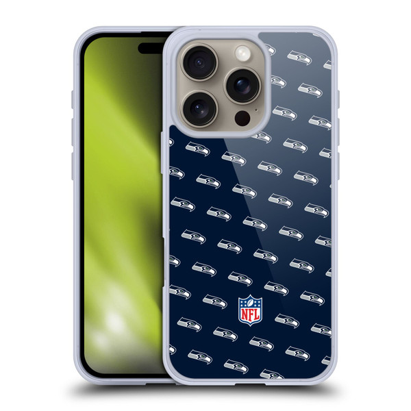 NFL Seattle Seahawks Artwork Patterns Soft Gel Case for Apple iPhone 16 Pro