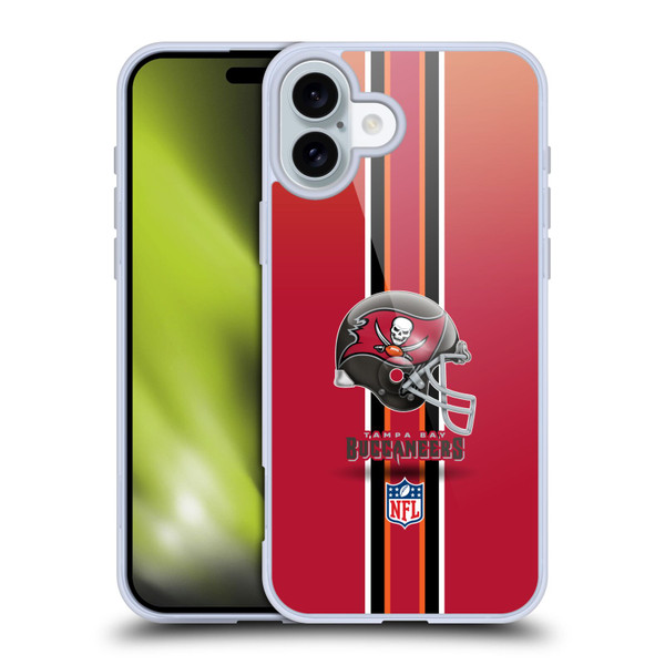 NFL Tampa Bay Buccaneers Logo Helmet Soft Gel Case for Apple iPhone 16 Plus