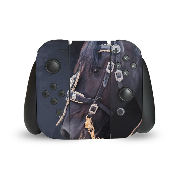 Simone Gatterwe Art Mix Friesian Horse Vinyl Sticker Skin Decal Cover for Nintendo Switch Joy Controller