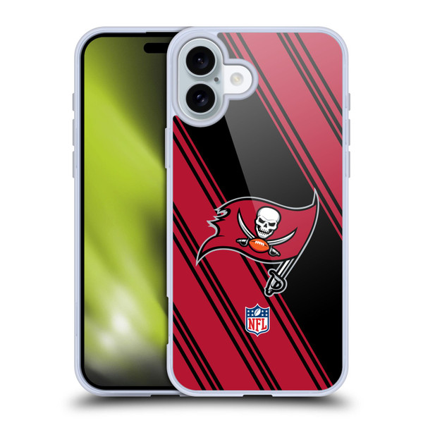 NFL Tampa Bay Buccaneers Artwork Stripes Soft Gel Case for Apple iPhone 16 Plus