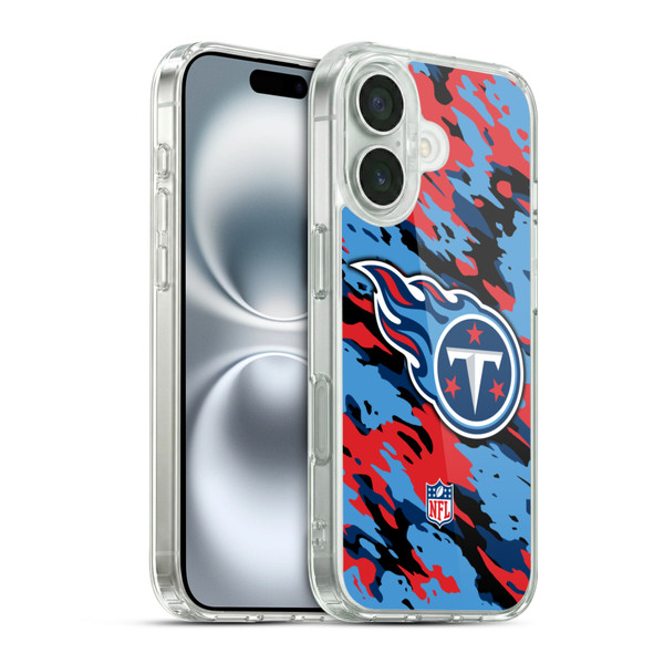 NFL Tennessee Titans Logo Camou Soft Gel Case for Apple iPhone 16 & MagSafe