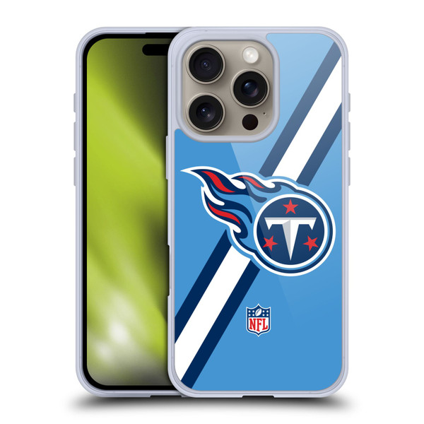 NFL Tennessee Titans Logo Stripes Soft Gel Case for Apple iPhone 16 Pro