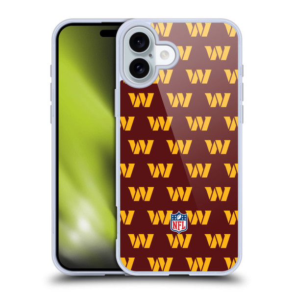 NFL Washington Football Team Artwork Patterns Soft Gel Case for Apple iPhone 16 Plus