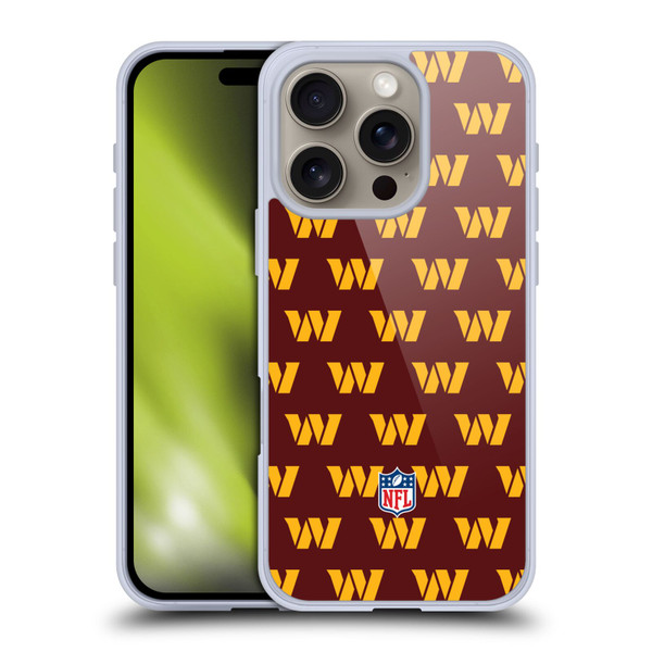 NFL Washington Football Team Artwork Patterns Soft Gel Case for Apple iPhone 16 Pro