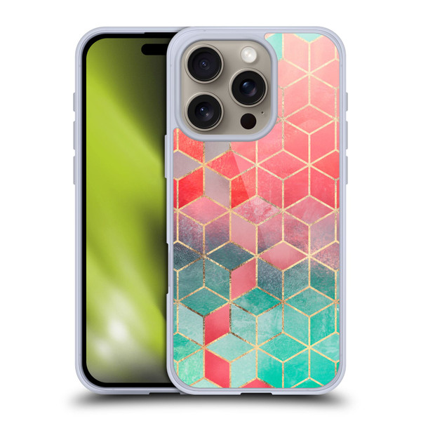 Elisabeth Fredriksson Cubes Collection Rose And Turquoise Soft Gel Case for Apple iPhone 16 Pro