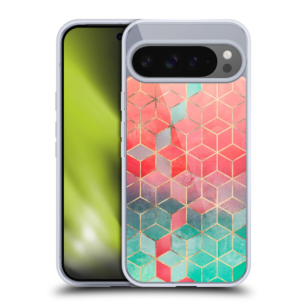 Elisabeth Fredriksson Cubes Collection Rose And Turquoise Soft Gel Case for Google Pixel 9 Pro XL