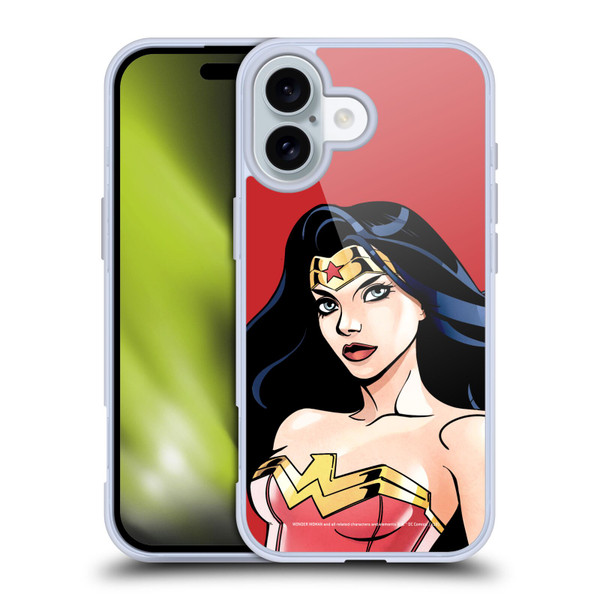 Wonder Woman DC Comics Character Art Portrait Soft Gel Case for Apple iPhone 16