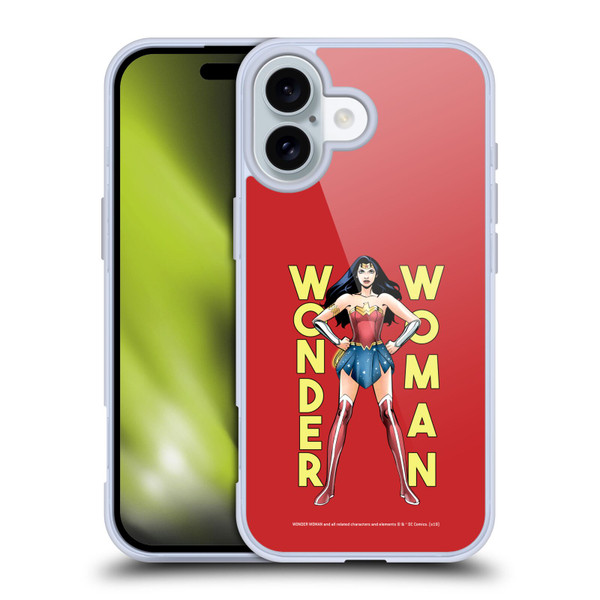 Wonder Woman DC Comics Character Art Stand Soft Gel Case for Apple iPhone 16 & MagSafe
