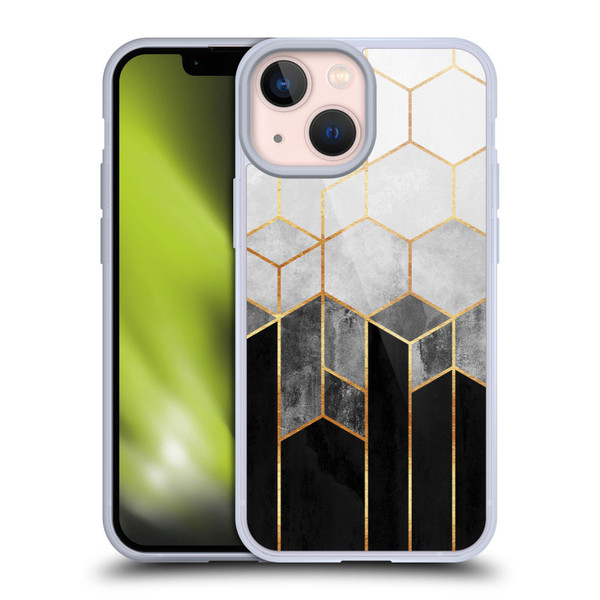 Elisabeth Fredriksson Sparkles Charcoal Hexagons Soft Gel Case for Apple iPhone 13 Mini