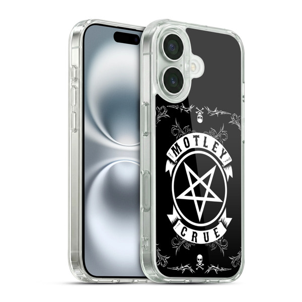 Motley Crue Logos Pentagram And Skull Soft Gel Case for Apple iPhone 16 & MagSafe