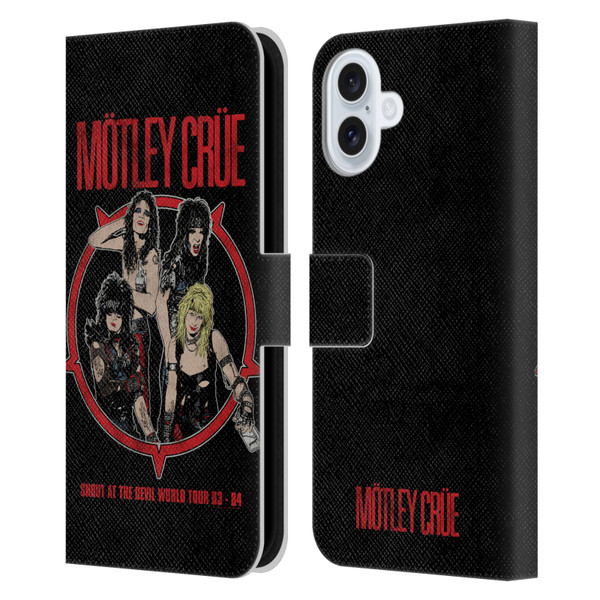 Motley Crue Tours SATD Leather Book Wallet Case Cover For Apple iPhone 16 Plus