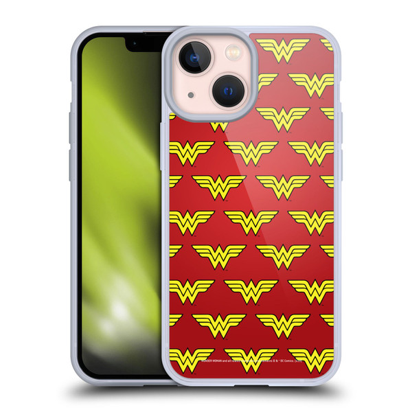 Wonder Woman DC Comics Logos Pattern Soft Gel Case for Apple iPhone 13 Mini
