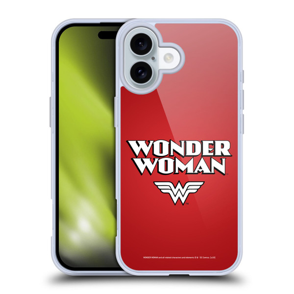 Wonder Woman DC Comics Logos Text Soft Gel Case for Apple iPhone 16