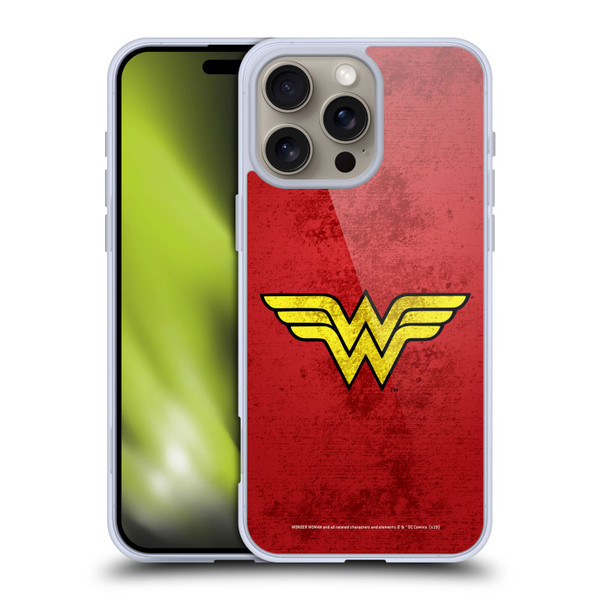 Wonder Woman DC Comics Logos Distressed Look Soft Gel Case for Apple iPhone 16 Pro Max