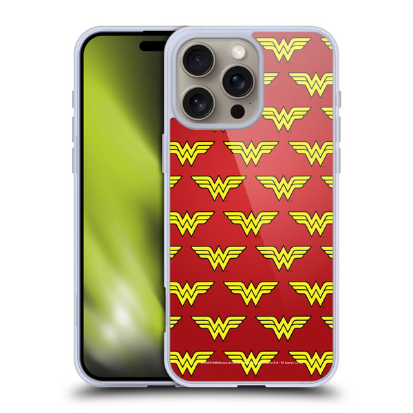 Wonder Woman DC Comics Logos Pattern Soft Gel Case for Apple iPhone 16 Pro Max