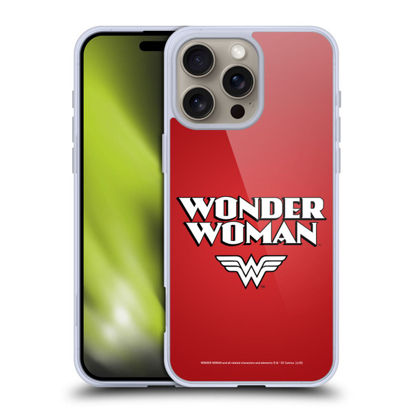 Wonder Woman DC Comics Logos Text Soft Gel Case for Apple iPhone 16 Pro Max