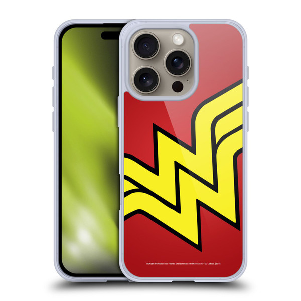 Wonder Woman DC Comics Logos Oversized Soft Gel Case for Apple iPhone 16 Pro
