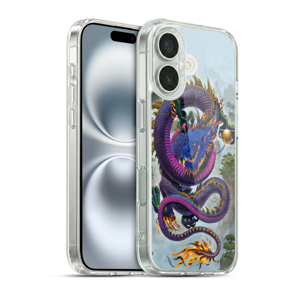 Vincent Hie Graphics Good Fortune Dragon Blue Soft Gel Case for Apple iPhone 16 & MagSafe