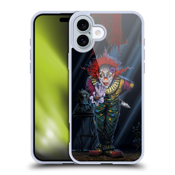 Vincent Hie Graphics Surprise Clown Soft Gel Case for Apple iPhone 16 Plus