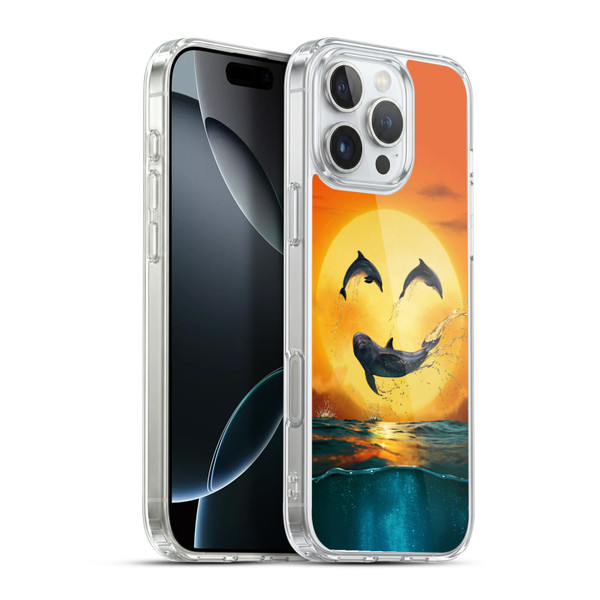 Vincent Hie Graphics Dolphins Smile Soft Gel Case for Apple iPhone 16 Pro Max & MagSafe