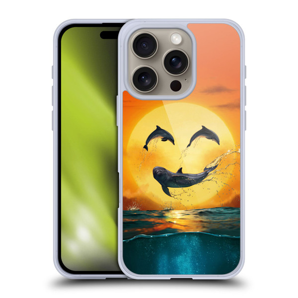 Vincent Hie Graphics Dolphins Smile Soft Gel Case for Apple iPhone 16 Pro