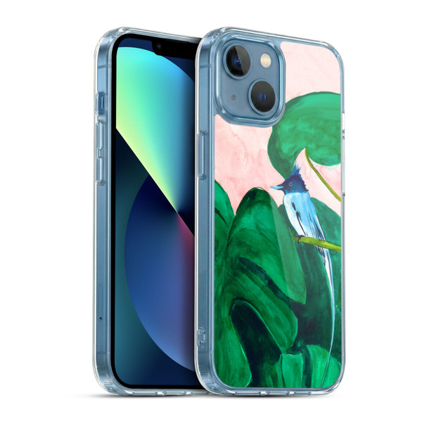 Mai Autumn Birds Monstera Plant Soft Gel Case for Apple iPhone 13 Mini & MagSafe