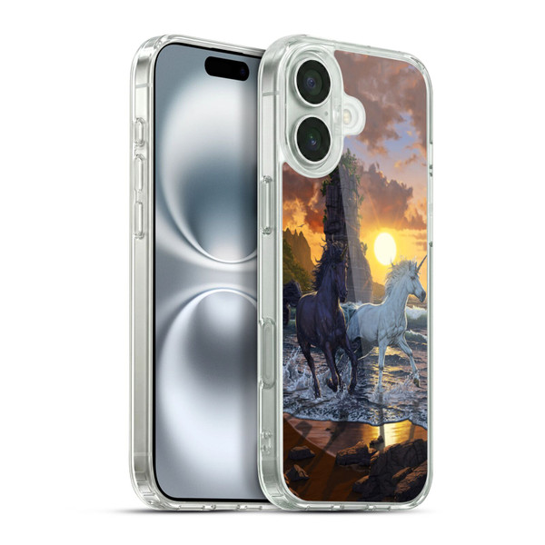 Vincent Hie Key Art Unicorns On The Beach Soft Gel Case for Apple iPhone 16 Plus & MagSafe