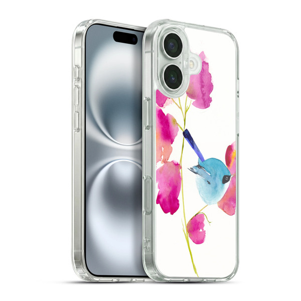 Mai Autumn Floral Blooms Blue Bird Soft Gel Case for Apple iPhone 16 Plus & MagSafe