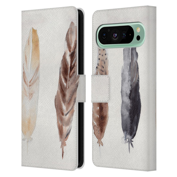 Mai Autumn Feathers Pattern Leather Book Wallet Case Cover For Google Pixel 9 Pro XL