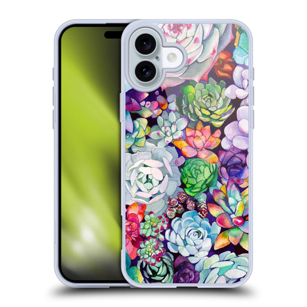 Mai Autumn Floral Garden Succulent Soft Gel Case for Apple iPhone 16 Plus