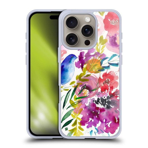 Mai Autumn Floral Garden Bluebird Soft Gel Case for Apple iPhone 16 Pro