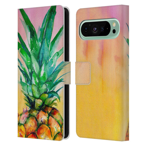 Mai Autumn Paintings Ombre Pineapple Leather Book Wallet Case Cover For Google Pixel 9 Pro XL