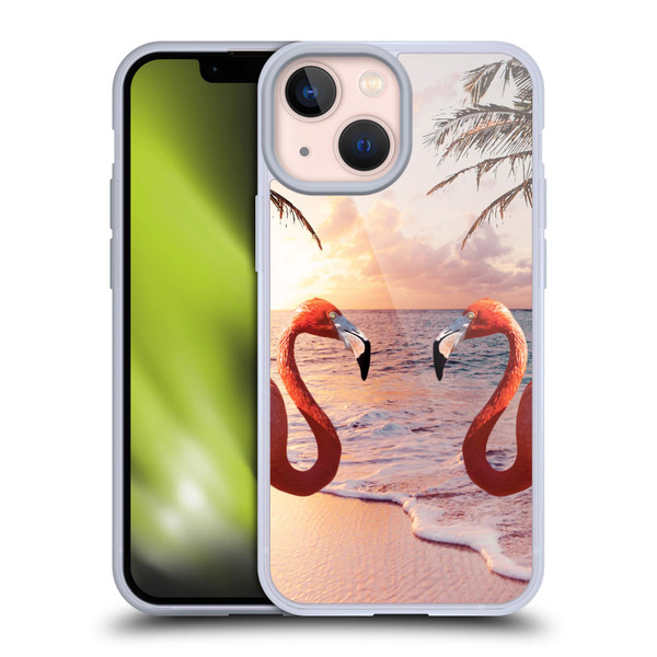 Random Galaxy Mixed Designs Flamingos & Palm Trees Soft Gel Case for Apple iPhone 13 Mini