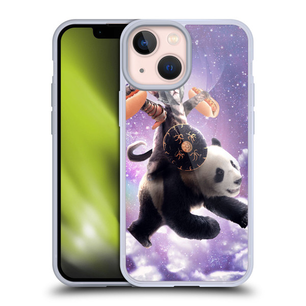 Random Galaxy Mixed Designs Warrior Cat Riding Panda Soft Gel Case for Apple iPhone 13 Mini