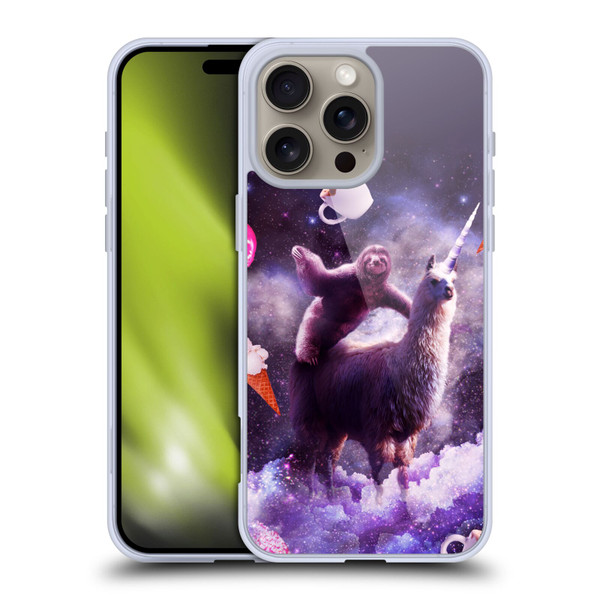 Random Galaxy Mixed Designs Sloth Riding Unicorn Soft Gel Case for Apple iPhone 16 Pro Max
