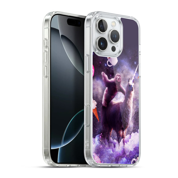 Random Galaxy Mixed Designs Sloth Riding Unicorn Soft Gel Case for Apple iPhone 16 Pro Max & MagSafe