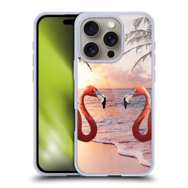 Random Galaxy Mixed Designs Flamingos & Palm Trees Soft Gel Case for Apple iPhone 16 Pro
