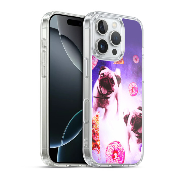 Random Galaxy Mixed Designs Pugs Pizza & Donut Soft Gel Case for Apple iPhone 16 Pro & MagSafe