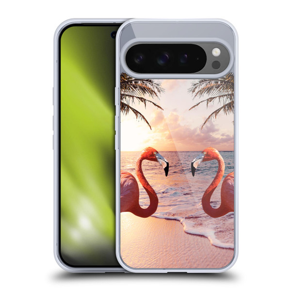 Random Galaxy Mixed Designs Flamingos & Palm Trees Soft Gel Case for Google Pixel 9 Pro XL
