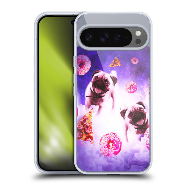 Random Galaxy Mixed Designs Pugs Pizza & Donut Soft Gel Case for Google Pixel 9 Pro XL