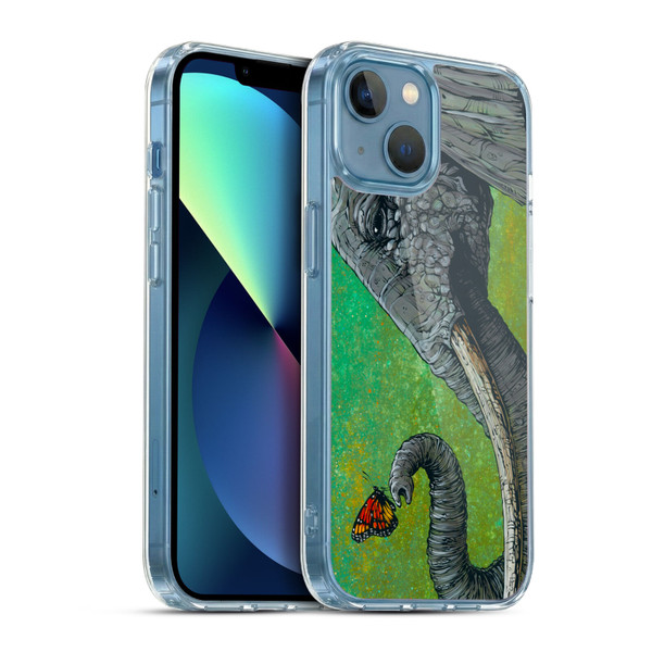 David Lozeau Colourful Grunge The Elephant Soft Gel Case for Apple iPhone 13 Mini & MagSafe