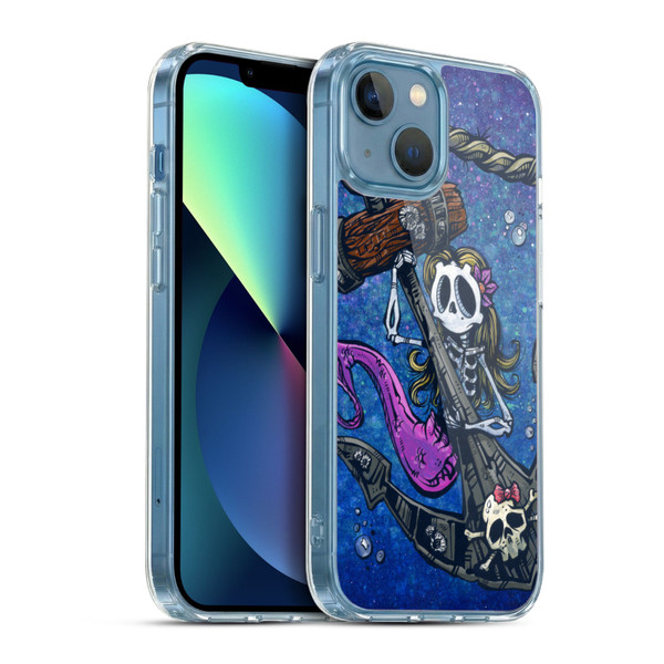 David Lozeau Colourful Grunge Mermaid Anchor Soft Gel Case for Apple iPhone 13 Mini & MagSafe