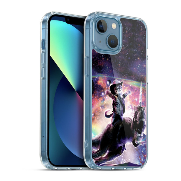 Random Galaxy Space Cat Dinosaur Unicorn Soft Gel Case for Apple iPhone 13 Mini & MagSafe