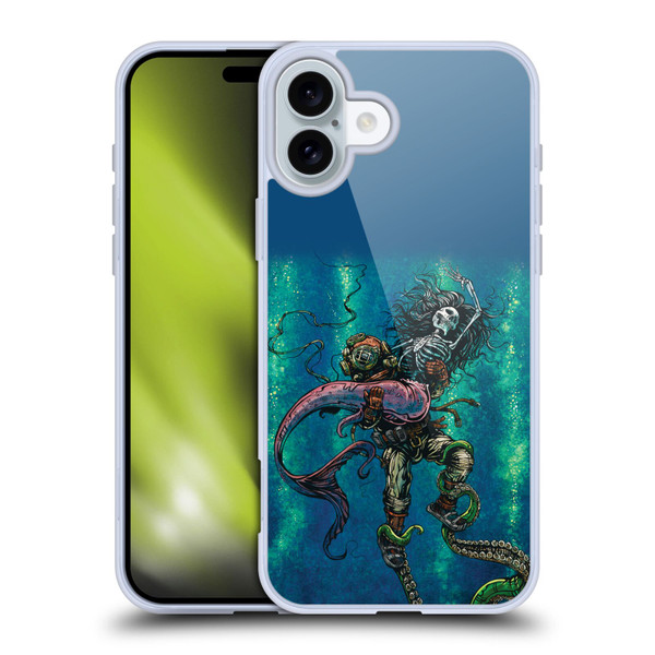 David Lozeau Colourful Grunge Diver And Mermaid Soft Gel Case for Apple iPhone 16 Plus