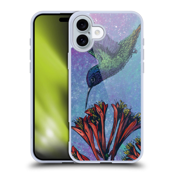 David Lozeau Colourful Grunge The Hummingbird Soft Gel Case for Apple iPhone 16 Plus