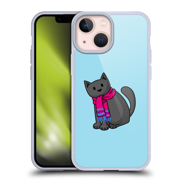Beth Wilson Doodlecats Cold In A Scarf Soft Gel Case for Apple iPhone 13 Mini